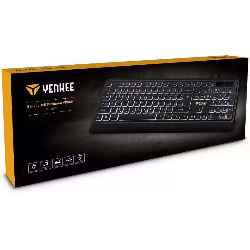 Klaviatuur tagantvalgustusega vaikne USB madalate klahvidega