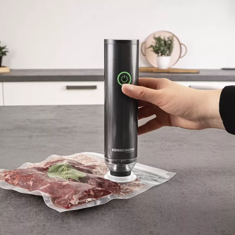 Käeshoitav vaakumpakendaja Rommelsbacher VAC 253/S, akutoitel, antratsiit, 3 klaasanumaga
