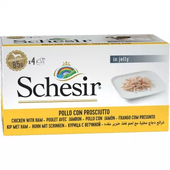Märg koeratoit Agras Pet Foods Schesir Kana singiga želees, 4 x 85 g, 83% niiskus, 12% valk
