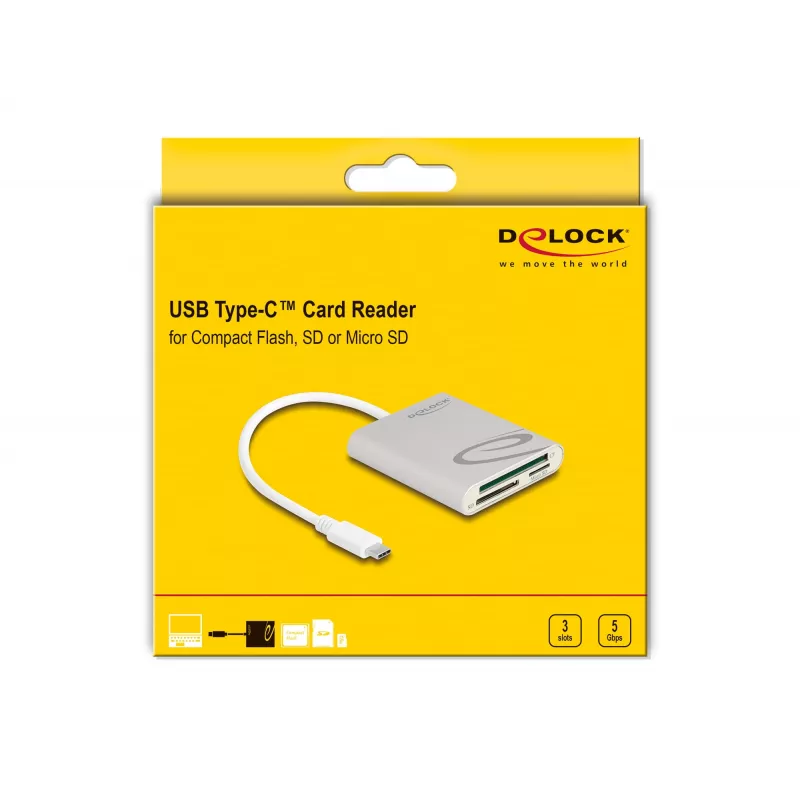 Kaardilugeja DeLOCK 91005 USB 3.2 Gen 1 USB-C Hall CF MMC MicroSD