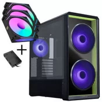 Lian Li LANCOOL 217 INF PC-korpuse komplekt + 3x UNI FAN SL-INF 120 Reverse Blade ventilaator - must