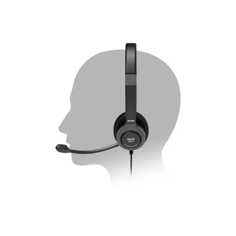 PORT CONNECT | Stereo USB Headphone PRO ON'R 300 | Juhtmega | Kõrvapealsed | Mürasummutus | Must