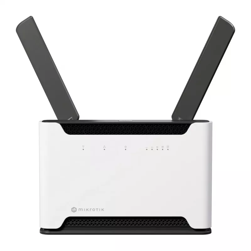 Juhtmevaba ruuter MikroTik Chateau PRO ax — kaheribaline 2,4/5 GHz, 3548 Mbit/s, PoE, 5x LAN, 2 välist antenni, hall/valge