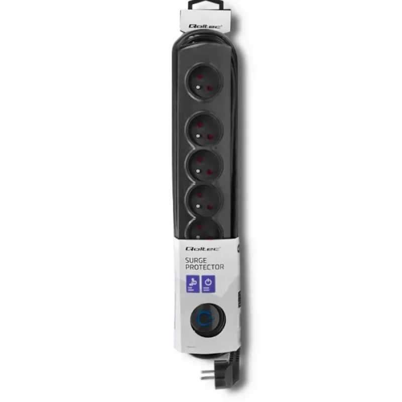 Liigpingekaitse Qoltec 50172 Must 6 pistikupesa 230V 5m