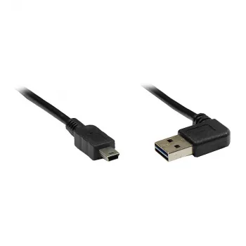 Ühenduskaabel USB 2.0 EASY Plug A Mini-B pesasse, nurgaga, must, 5 m