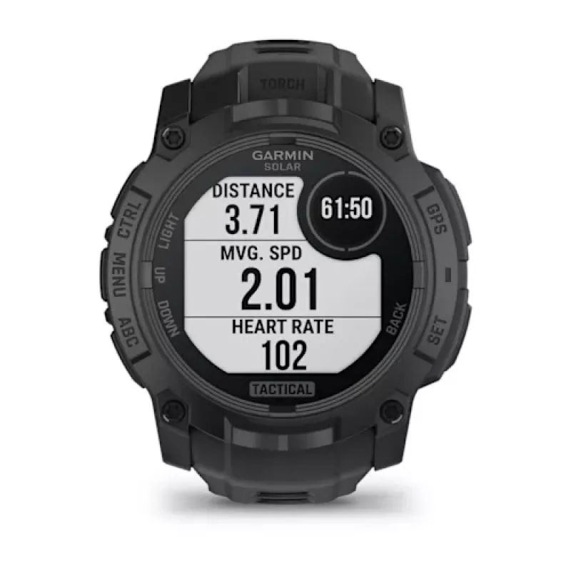 Nutikell GARMIN Instinct — 45 mm, 3,05 cm (1,2-tolline) AMOLED 390×390 puuteekraan, 4 GB, GPS, silikoonrihm must, 53 g