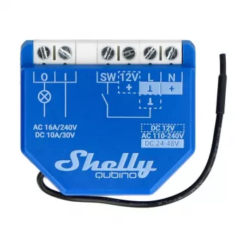 Nutikas relee Shelly Qubino Wave 1 Plastik 110–240V 16A, Z-Wave 868,4 MHz, sinine, seinale paigaldatav