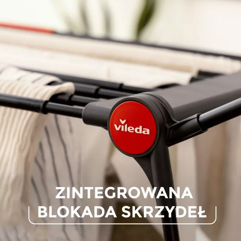Pesukuivatusrest VILEDA Infinity Flex Ultimate Teleskoop — must, kaetud alumiinium, 30 m kuivatuspinda, kokkupandav, ratastega