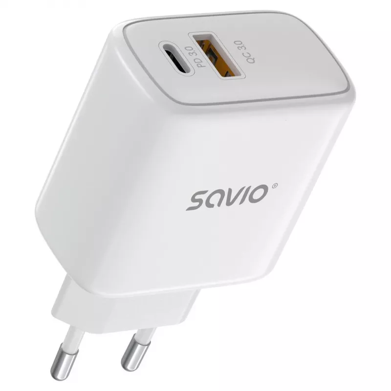Savio LA-12 mobiilseadme laadija universaalne valge AC kiirlaadimine