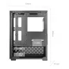 Mini Tower PC korpus TACENS Mars Gaming MC-SE2 — Mini-ITX / Micro-ATX, must, külgaken, alumine toiteplokk, toetab 2x2,5 tolli + 1x3,5 tolli