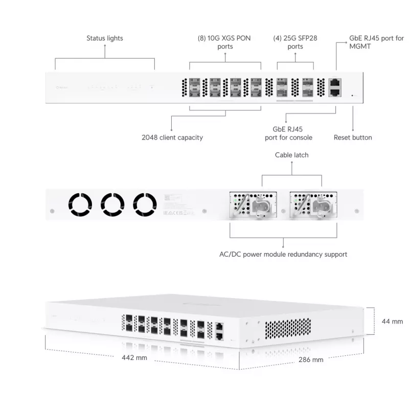 Hallatav kommutaator Ubiquiti UISP-FIBER-OLT-XGS 10 Gbit/s 1U