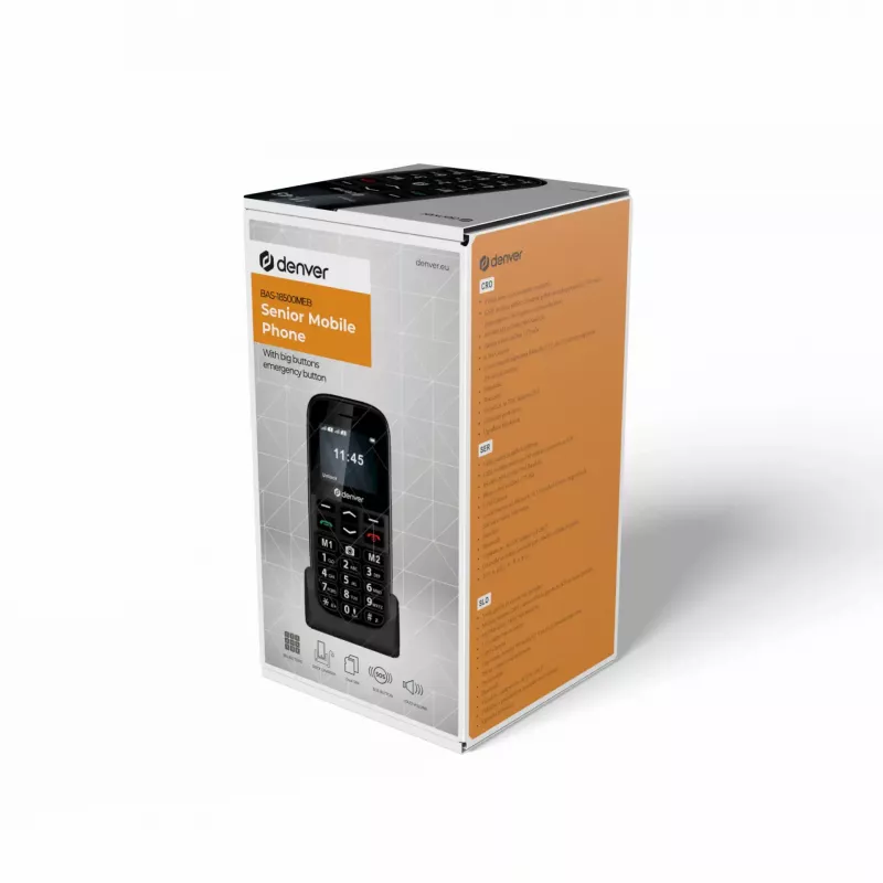 Mobiiltelefon DENVER BAS-18500MEB 1.77 tolli Dual SIM, 2G, 128x160, 800 mAh, Must