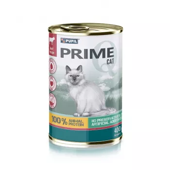 PUPIL Prime rikas veise- ja maksalihaga - märg kassitoit - 400g