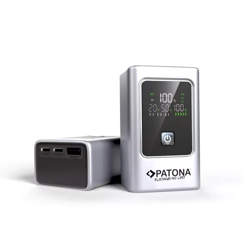 PATONA Platinum Powerbank Luxury One PD35 | 10000mAh | PD 35W | USB-C + USB-A Hõbedane, Must