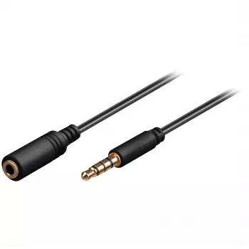Wentronic Goobay 3,5 mm pikenduskaabel, must, 1,5 m – pistik 3,5 mm (4-kontaktiline, stereo) > pesa 3,5 mm (4-kontaktiline, stereo) (62478)