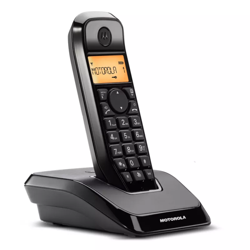 DECT-telefon Motorola S1201 — juhtmevaba mikrofon, valjuhääldi, helistaja ID, 50-kohaline telefoniraamat, must