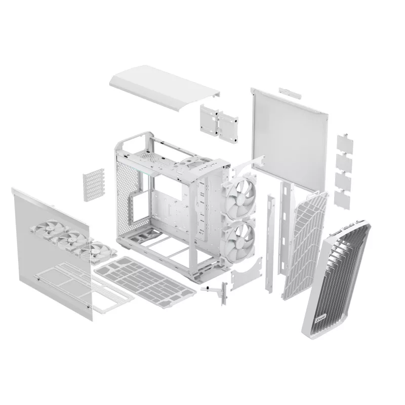 Arvuti korpus Fractal Design Torrent White — toetab ATX, EATX, microATX, ITX; 2x180 mm esiventilaatorit; 2,5-tollised/3,5-tollised pesad