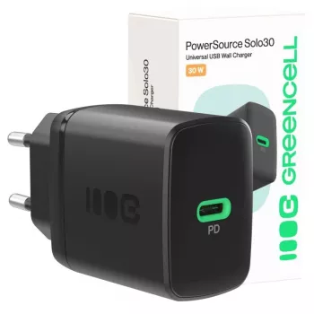 Toiteadapter roheline Cell PowerSource Solo30 30W must — USB-C ühe pordiga laadija