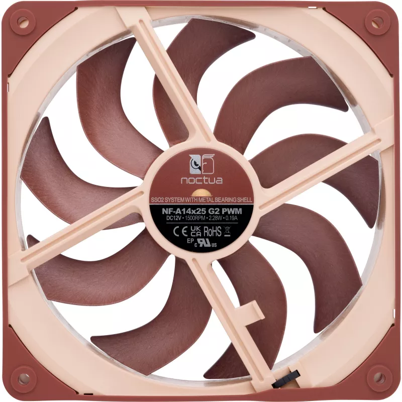Ventilaator Noctua NF-A14x25 G2 PWM 140 mm 1500 RPM SSO2 laager 4-kontaktiline PWM Beež