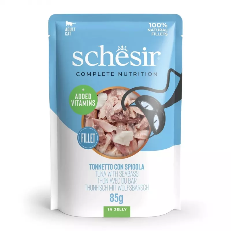 SCHESIR tarretises tuunikala ja meriahvenaga - märg kassitoit - 85 g