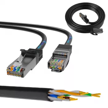 LAN patchcord Extralink Cat5e FTP 1 m, F/UTP varjestatud, RJ-45 to RJ-45, must