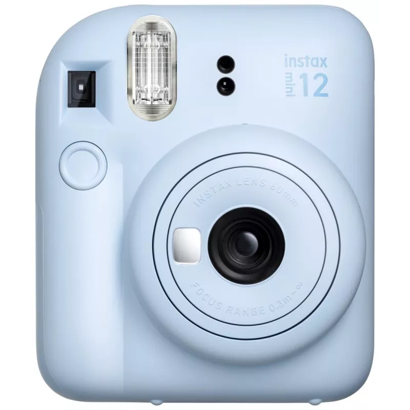 Kiirkaamera Fujifilm Instax Mini 12 sinine — 86 x 54 mm prindid, 60 mm fookuskaugus, elektrooniline katik