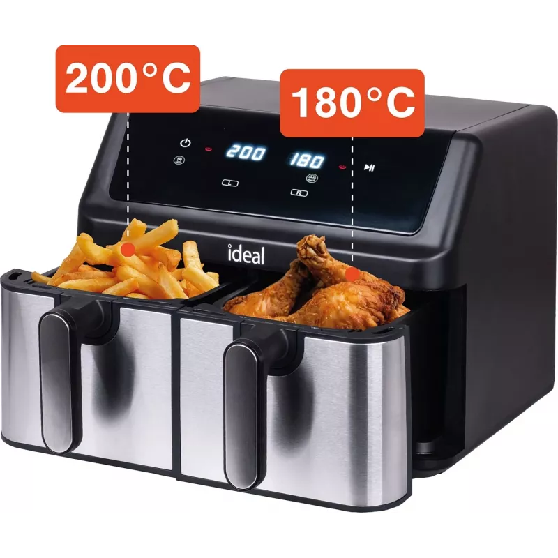 IDEAL rasvavaba fritüür, kaheosaline horisontaalne, 9 L, 8 funktsiooni - sh toidu kuivatamine