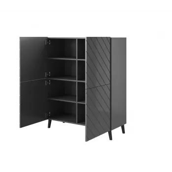 Shelving unit ABETO 100.5 x 40 x 121.5 cm grafiit/läikiv grafiit