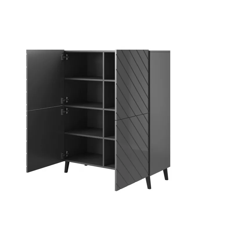 Shelving unit ABETO 100.5 x 40 x 121.5 cm grafiit/läikiv grafiit