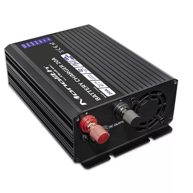 Laadija QOLTEC Monolith 20A 12V LiFePO4, AGM, GEL, SLA akudele