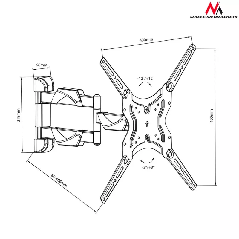 Maclean Mc-743 - Vesa monitori-/TV kinnitus, 13-50 must, 30 kg