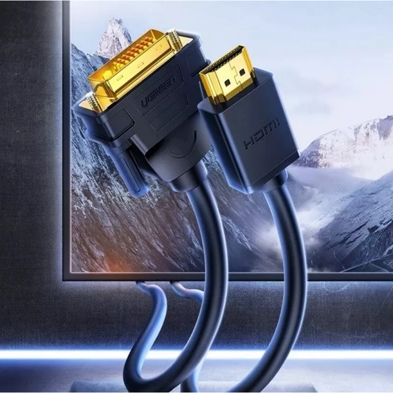 UGREEN DVI-HDMI-adapterkaabel HD106 — DVI (isane) - HDMI (isane), 1,5 m, FHD 1080p / 3840×2160