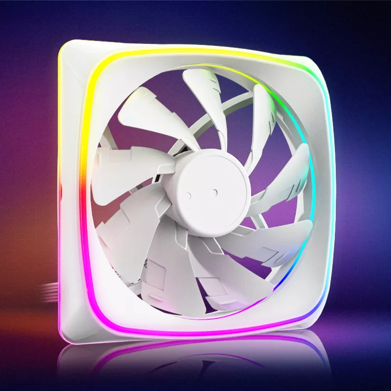 120 mm korpuse ventilaator Sharkoon SHARK Lights RGB PWM valge — RGB valgustus, PWM kiiruse juhtimine