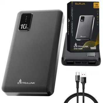 Akupank Extralink EPB-098B 10000 mAh, LiPo, 2× USB-A + 1× USB-C, must