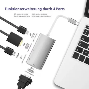 Dokkimisjaam helos 288388 USB 3.1 USB-C 4K HDMI, DVI ja VGA väljunditega