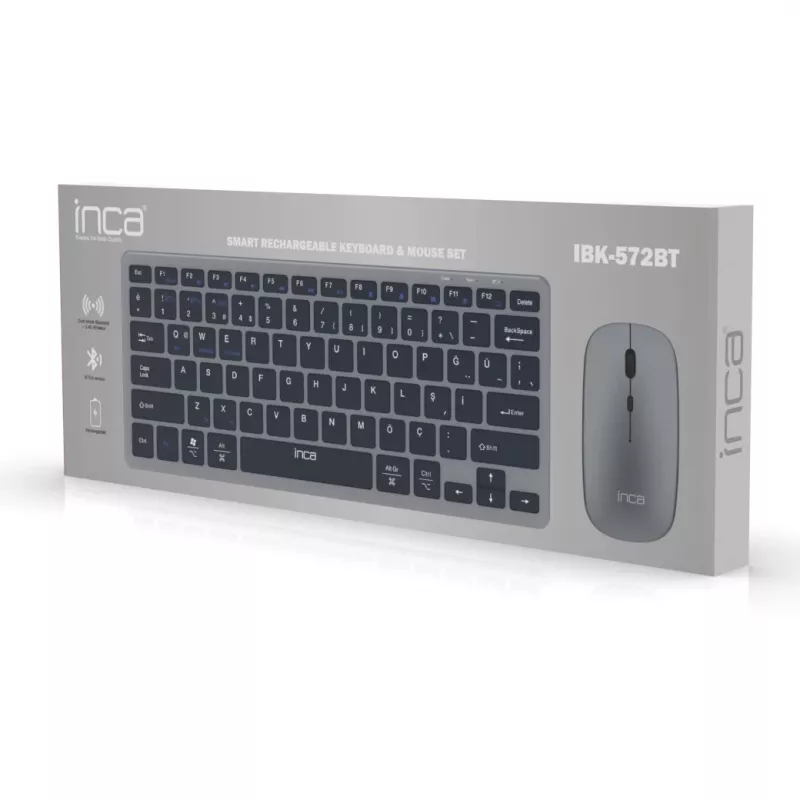INCA IBK-572BT juhtmevaba klaviatuuri ja hiire komplekt, hall