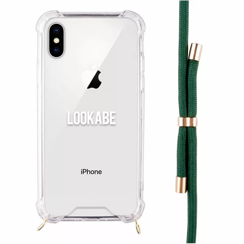 Telefoni kaelakee ümbris Lookabe iPhone X / Xs jaoks — kuldne rohelise rihmaga