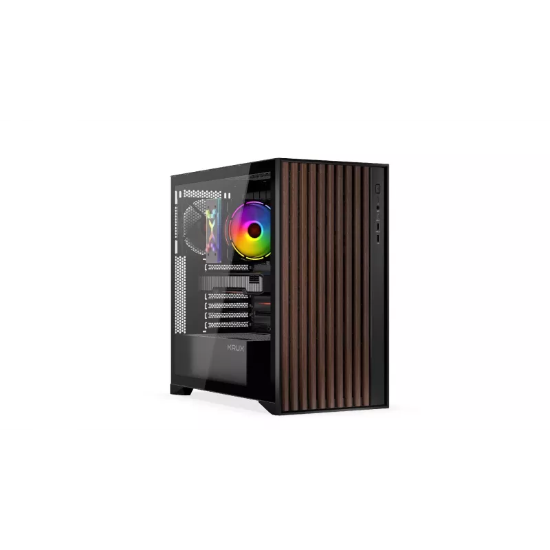 Arvutikorpus KRUX Palum KRXD008 ATX Must — 2x3,5 tolli pesa, 2x2,5 tolli pesa, 2x120 mm ventilaatorit, GPU kuni 39,5 cm