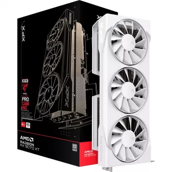 Graafikakaart XFX Radeon RX 9070 XT — 16 GB GDDR6, 256-bitine, PCIe x16, 2400 MHz, 3 ventilaatoriga valge, 325×65 mm