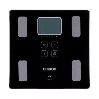 Elektrooniline isikukaal Omron VIVA — ruudukujuline, must, max 150 kg, 100 g täpsus, keharasv/BMI/BMR, 30 kasutaja mälu