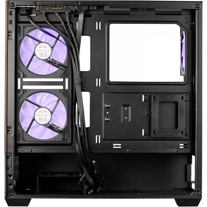 Cooler Master Elite 690 PC-korpus, Midi-Torn, ATX, Karastatud klaas - 4x ARGB-ventilaator, puit, must