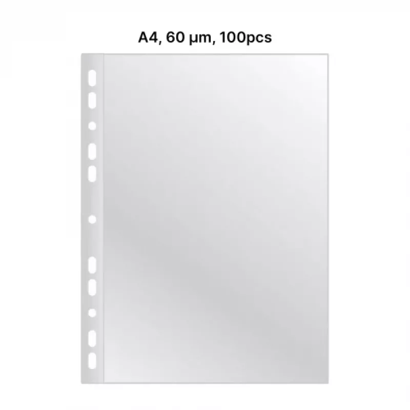 AD Class PUNCHED POCKET Kristallselge A4 60 mikronit, pakk 100 tk