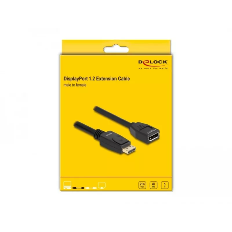 DeLOCK DisplayPort 1.2 pikenduskaabel 4K 60 Hz 5 m