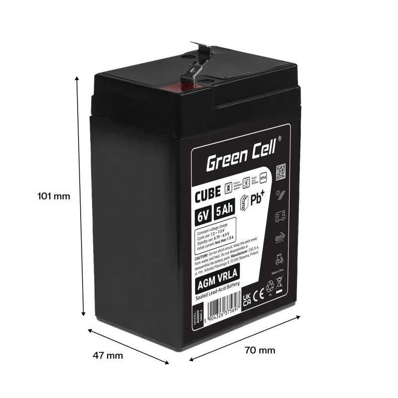 UPS aku Sealed Lead Acid roheline Cell AGM6V5AH-J 6 V 5 Ah
