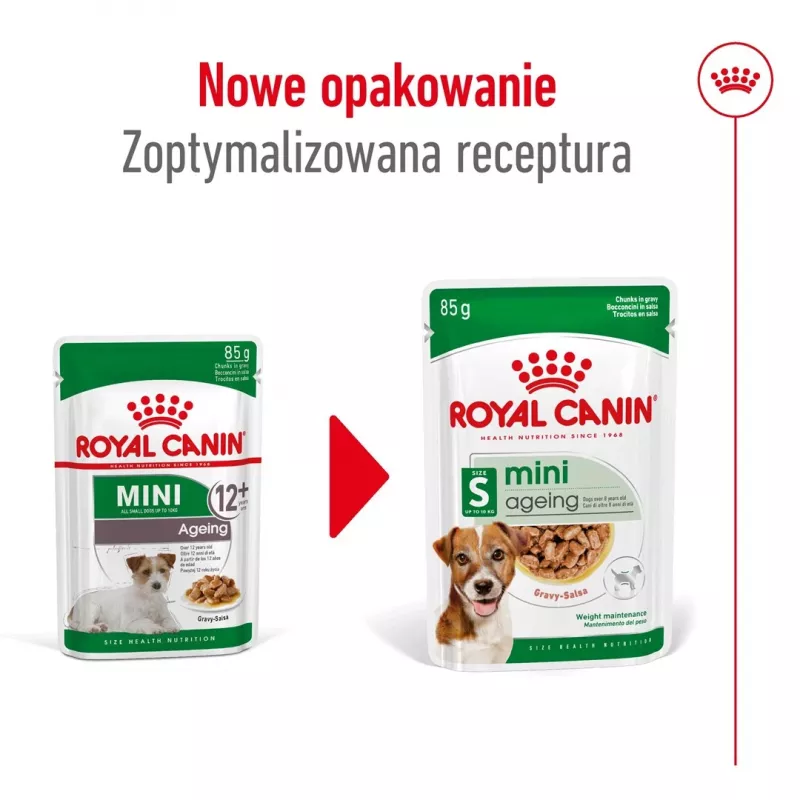 Märg koeratoit Royal Canin Mini Ageing 12+ Adult kotike 85 g — väikesed tõud, linnuliha, seenior