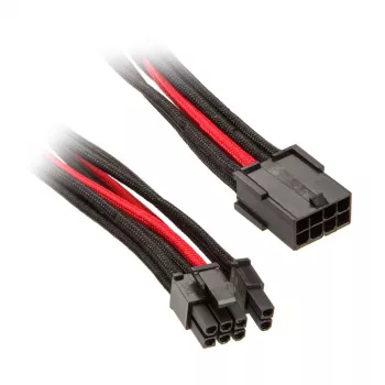 SilverStone PCIe-8-Pin to PCIe-6+2-Pin kaabel, 250mm - must/punane