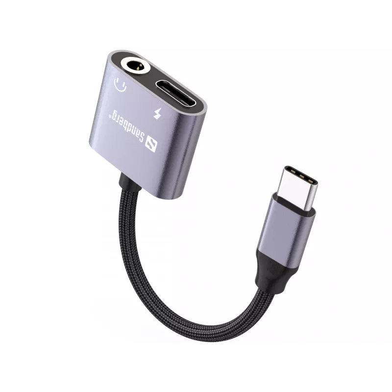 USB-C audio adapter SANDBERG PD65W 136-67 USB-C PD läbivooluga