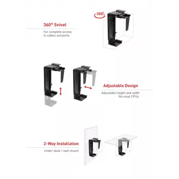 MC-713 PC Holder arvutihoidja lauaalune kronstein tugi