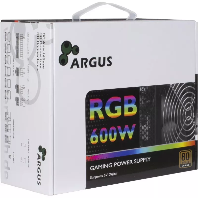 Inter-Tech Argus RGB-600W II toiteplokk 20+4-pin ATX ATX must