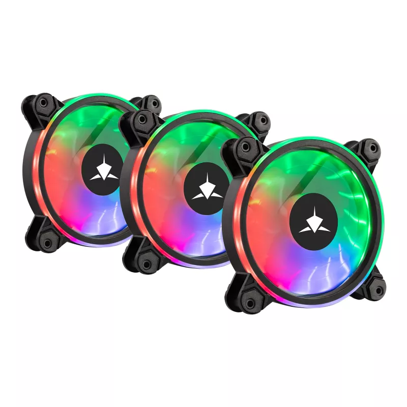 Korpuseventilaatori komplekt White Shark Nebula-2 Must — ARGB 120 mm ventilaatorid (komplekt)